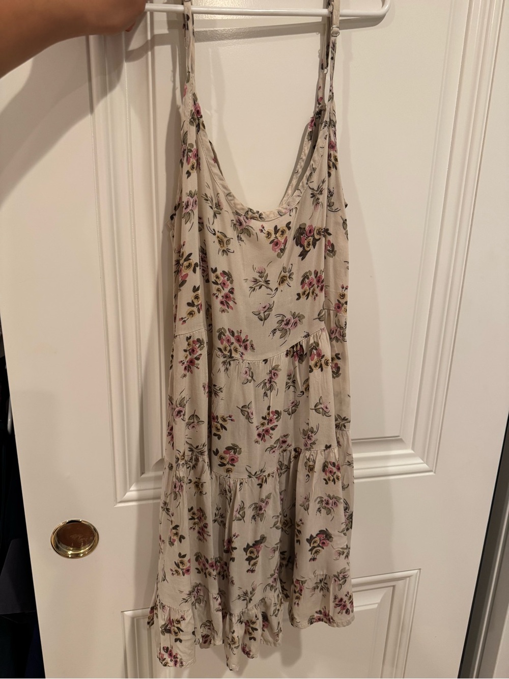 Brandy Melville Cream Mini Dress with Pink Floral Print